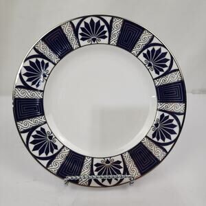 1999 Royal Worcester GRECIAN Bone China 9" Luncheon Plate w Blue & Silver Accent